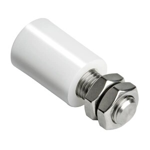 Comunello nylon geleiderol wit – Ø30 mm – RVS 304 as en moeren