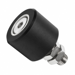 Comunello geleiderol zwart – Ø50 mm – Rubber – Elektrolytisch verzinkte as en moeren