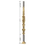 Grande Forge hoofdbaluster Royal verguld 35 mm / L= 1200 mm