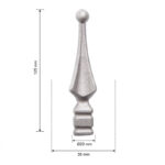 Hekpunt 30×125 mm – Voet 20 mm