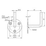 Maatvoering Croso leuninghouder voor muurmontage RVS 316
