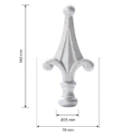 Maatvoering Hekpunt 70×140 mm - Ø25 mm