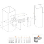 Maatvoering Locinox G90Z anti-vandalisme poortscharnier M20