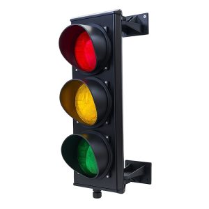 Verkeerslicht 3 lampen – Rood, groen & oranje – LED – Zwarte aluminium behuizing – 24V