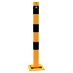 Aanrijdpaal - Beschermpaal meerzijdig kantelbaar - 70x70 mm - Geel en zwart - Met voetplaat