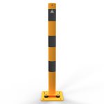 Aanrijdpaal - Beschermpaal meerzijdig kantelbaar - 76 mm - Geel en zwart - Met voetplaat
