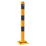 Aanrijdpaal - Beschermpaal meerzijdig kantelbaar - 76 mm - Geel en zwart - Met voetplaat