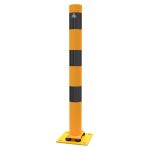 Aanrijdpaal - Beschermpaal meerzijdig kantelbaar - 89 mm - Geel en zwart - Met voetplaat