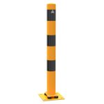 Aanrijdpaal - Beschermpaal meerzijdig kantelbaar - 89 mm - Geel en zwart - Met voetplaat