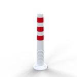 Flexibele plastic afzetpaal wit en rood - 80 mm - 750 mm hoog