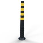 Flexibele plastic afzetpaal zwart met geel - 80 mm - 1000 mm hoog