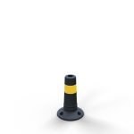 Flexibele plastic afzetpaal zwart met geel - 80 mm - 300 mm hoog