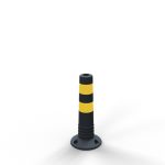 Flexibele plastic afzetpaal zwart met geel - 80 mm - 450 mm hoog