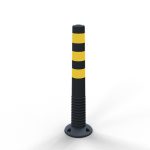 Flexibele plastic afzetpaal zwart met geel - 80 mm - 750 mm hoog