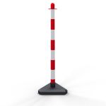 Kunststof wit rode kettingpaal met 4 ogen - 40mm - met driehoekige voet