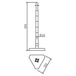 Kunststof wit rode kettingpaal met 4 ogen - 40mm - met driehoekige voet