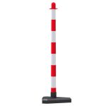 Kunststof wit rode kettingpaal met 4 ogen - 40mm - met driehoekige voet