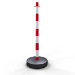 Kunststof wit rode kettingpaal met 4 ogen - 40mm - met ronde voet