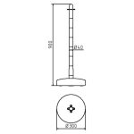 Kunststof wit rode kettingpaal met 4 ogen - 40mm - met ronde voet