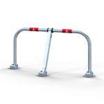 Neerklapbare parkeerbeugel met rode reflectie - Europrofielcilinder slot met voetplaat