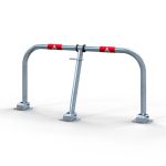 Neerklapbare parkeerbeugel met rode reflectie - Hangslot met voetplaat