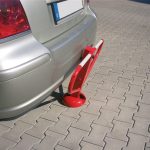 Schake neerklapbare parkeerbeugel met europrofielcilinderslot - Driehoekige vorm - 500 mm hoog