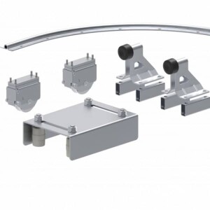FAC Radius Corner Gate kit 1B – Voor hoofdvleugel – Vaste wielen – Gebogen rail – Verzinkt – R=0,5 m