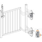 Maatvoering Locinox Caracal hydraulische 180 graden poortsluiter en scharnier in een