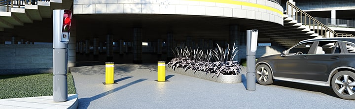 Hoe werkt een bollard - talos bollard van fadini met verkeerslicht-min