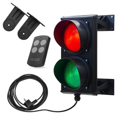 Verkeerslicht set rood en groen - plug en play - Met handzender - Aluminium 230 volt