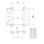 Dubbel verend scharnier voor aluminium profielen 40 mm afmetingen