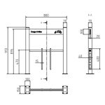 Fietsbeugel voor bakfiets - Met tussenstang - H 900 mm - B 800 mm - RAL9005 - Voetplaat