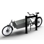 Fietsbeugel voor bakfiets - Met tussenstang - H 900 mm - B 800 mm - RAL9005 - Voetplaat
