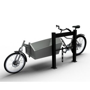 Fietsbeugel voor bakfiets – Met tussenstang – H 900 mm -B 800 mm – RAL9005 – Voetplaat