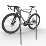 Schake fietsbeugel - Fietsnietje - Plat staal 50x12 mm - Hoogte 1200 mm - Ronde hoek - Beton storten