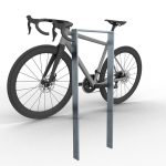 Schake fietsbeugel - Fietsnietje - Plat staal 80x12 mm - Hoogte 1200 mm - Beton storten