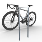 Schake fietsbeugel - Fietsnietje - Plat staal - Hoogte 1200 mm - Beton storten