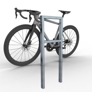Schake fietsbeugel- Fietsnietje – Vierkant staal 60 x 40 mm – Hoogte 1200 mm – Beton storten