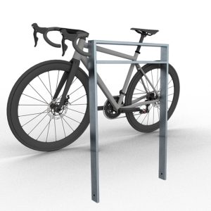 Schake fietsbeugel – Fietsnietje – Vierkant staal 80×20 mm – Hoogte 1200 mm – Beton storten