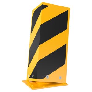 Aanrijdbescherming stelling – Kantelbaar – Staal – H 400 mm – Hoek 160 mm – Geel/zwart – Voetplaat