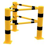 Beschermhek - Railingsysteem - Geel zwart - Stalen buis 152 mm - Voetplaat