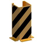 Beschermhoek voor stelling - U-profiel - Geel zwart - 400 mm hoog - 160 mm diep - Voetplaat