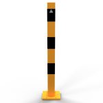Schake aanrijdpaal - Beschermpaal - 70x70 mm - Geel en zwart uitneembaar met voetplaat