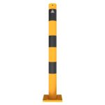 Schake aanrijdpaal - Beschermpaal - 76 mm - Geel en zwart - Uitneembaar met voetplaat