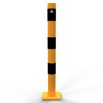 Schake aanrijdpaal - Beschermpaal - 76 mm - Geel en zwart - Uitneembaar met voetplaat