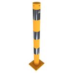 Schake aanrijdpaal - Beschermpaal - 76 mm - Geel en zwart - Uitneembaar met voetplaat