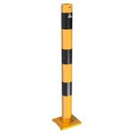 Schake aanrijdpaal - Beschermpaal - 76 mm - Geel en zwart - Uitneembaar met voetplaat