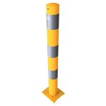 Schake aanrijdpaal - Beschermpaal - 89 mm - Geel en zwart - Uitneembaar met voetplaat