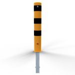 Schake aanrijdpaal - Beschermpaal geel zwart - 152 mm - Uitneembaar met driekantslot