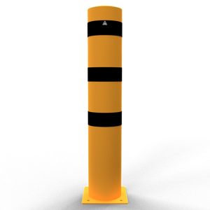 Schake aanrijdpaal – Beschermpaal – Ø 273 mm – H 1500 mm – Geel/zwart – Voetplaat